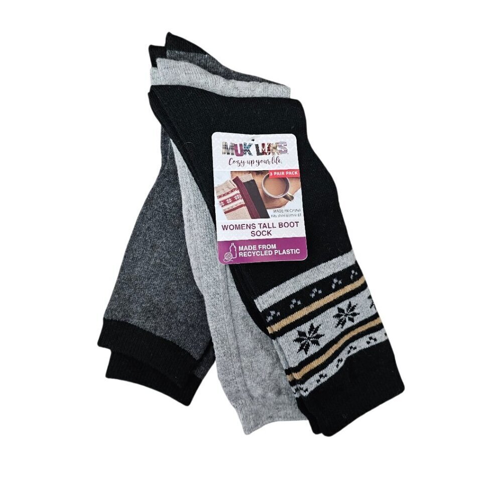 Muk Luks New Cozy Warm Knit Tall Over Boot Women's Socks 3 Pair Pack